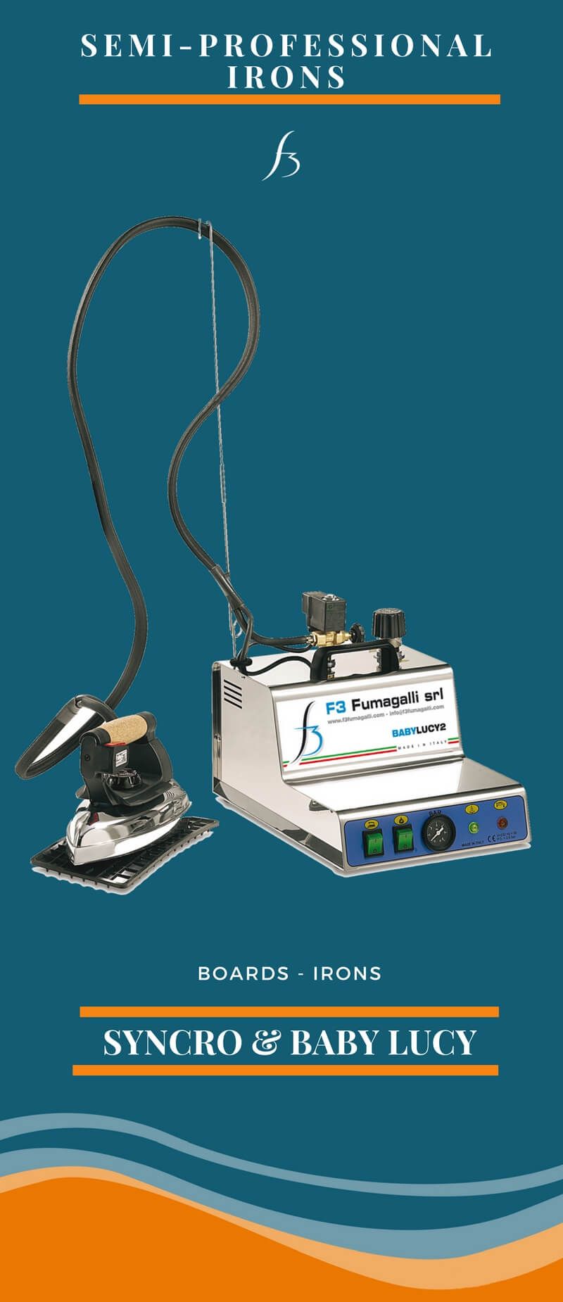 Ferri da stiro con caldaia a carica manuale "Baby Lucy" di F3 Fumagalli